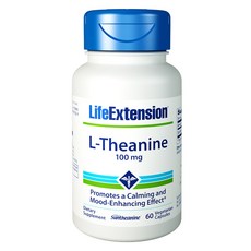 LIFE EXTENSION L-茶氨酸素食膠囊 100mg, 60顆, 1罐