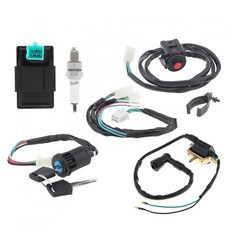 Windance 오토바이 점화 와이어 하네스 세트 배선 룸 엔진 스톱 스위치 코일 Cdi 박스 스파크 플러그 리빌드 키트 킥 스타트/더트 피트 바이크 ATV / 50CC 70, Windance 오토바이 점화 와이어 하네스 세트, 배