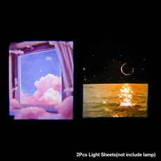 Ins 달 프로젝션 램프 배경 야간 조명 사진 소품 벽 생일 선물 파티 장식 침실, 09 No lamp 2 sheets C
