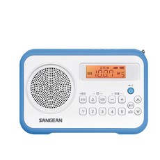 SANGEAN AM/FM鬧鐘收音機 LCD顯示 貪睡功能 雙頻接收 輕巧便攜, 白色, PR-D30