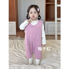 兒童夾棉睡袋加厚秋冬男女寶寶家居爬服保暖羊毛蠶絲連體睡衣無骨, 1個, 睡袋-梅子紅(夾棉):90
