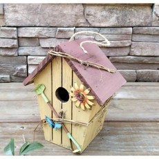 야외 나무 새집 정원 새둥지 가든 참새집 원목 버드하우스 둥지 소품, D. 14x20 빨간색