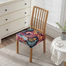 호환 꽃 프린트 의자 시트 커버 탈착식 세탁 가능 방진 신축성 스판덱스 다이닝 룸 덮개를 씌운 의자 쿠션, 01 Seat Cover, 07 03