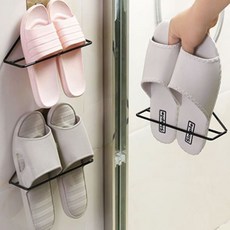 욕실 슬리퍼 거치대 부착식 실내화 꽂이 정리대, 1개, 블랙