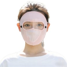 輕薄全臉防曬護頸面罩 UPF50+, 鏡片防曬面罩【粉色】, 1個