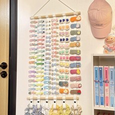 超值 兒童家居飾品架北歐手工編織大容量壁掛式寶寶裝飾架織帶壁飾架 副廠商品, 白色6個織帶兒童裝飾架織帶壁飾架,38*70