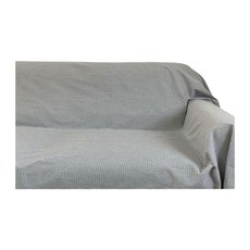 一片式沙發蓋巾 加厚棉麻粗布, 簡格灰, 1個