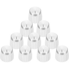메카닉시티 10개 세트 기타 앰프 푸시 온 피트 노브 6mm/0.24인치 직경 포텐셔미터용 볼륨 및 톤 컨트롤용 브라운-골드 색상 기타 베이스 부품 크롬, White-Silver