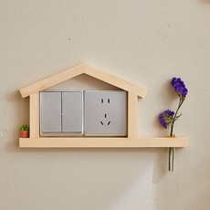 원목 스위치 벽면 보호 커버 귀여운 디자인 인테리어, 우측 수경재배병 포함 이중 개폐 집