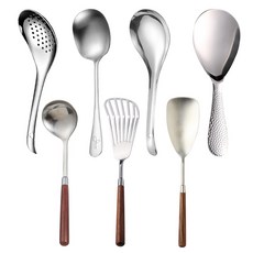 투데이리빙 스텐 다용도 조리 도구 세트 뒤집개 + 구멍 뒤집개 + 국자 + 멀티 스푼 + 스키머 + 서빙 스푼 + 주걱 포함 7종 패키지 걸이형 키친 용품, 1세트, 실버, R98437S(7개입