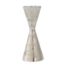 304不銹鋼雙頭量杯 酒吧量酒器 盎司杯 家用調酒杯 一體成型內外刻度 臺灣出貨, 一體量杯樹葉刻花30/45ml 帶刻度, 1個