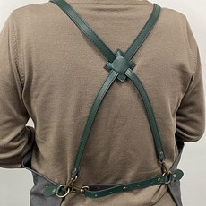 앞치마끈 X자형 크로스 천연가죽끈 어깨끈, 1개, 그린