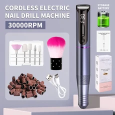 30000RPM 휴대용 무선 전기 손톱 폴리 셔 드릴 머신 연삭 죽은 피부 제거 예술, 02 Gray, 02 Gray
