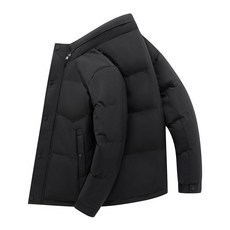 立領純色抽繩棉衣夾克男款 - 冬季保暖商務短版外套