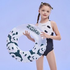 兒童加厚手臂浮圈 防側翻學游泳圈, 1個, 黑白粉大熊貓泳圈,60cm
