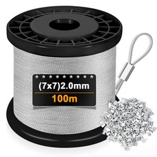 sus304스테인리스 스틸 와이어 로프 빨랫줄 액자 걸이 +55개와이어슬리브, 1개