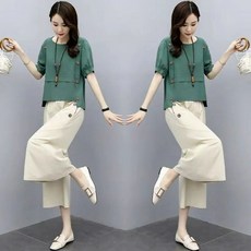 SALE-NEW여름여성투피스세트/여성상하세트/빅사이즈투피스/투피스/여성 셋업/하객룩투피스/여성오피스룩/세미정장/여성반팔티/예복/패션/세미와이드/소프트 원단/M-4XL