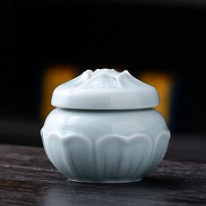 小瓷罐帶蓋小瓶子香膏面霜口脂陶瓷密封罐陶瓷罐小號迷你古風精緻, 淺藍色, 1個