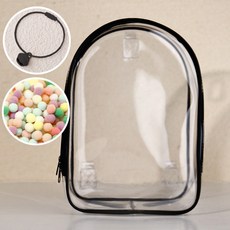 棉花娃娃痛包 高透明毛絨玩具展示防塵收納掛包 20cm娃娃外出遛娃包, 黑色-加環加鈴鐺, 1個