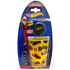Hot Wheels 牙刷漱口杯組 小車車(軟毛/5歲以上) 小汽車 牙刷 刷杯 各一