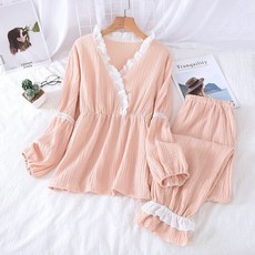 수유잠옷 임산부 빅사이즈 잠옷 원피스 세트 홈웨어 새로운 봄과 짠