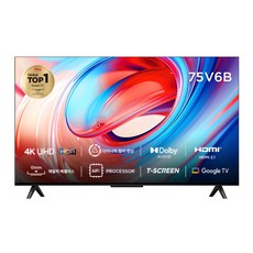 TCL 4K UHD HDR 스마트 TV, 189cm(75인치), 75V6B, 스탠드형, 방문설치