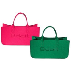 Bdoit 빅사이즈 장바구니 쇼핑백 가방 가벼운 부직포 펠트백, 1개, 핫핑크 1P+그린 1P