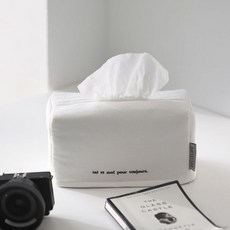 벨라이프 시크 레터링 자수 티슈케이스 2color, 02.차콜
