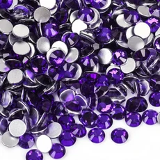 쿠쿠스토어 모든 자수정 보라색 유리 크리스탈 비 핫 픽스 라인 석 반짝이 Strass 플랫 백 손톱 아트 장식, 03 ss-1440pcs, 06 Grape Purple