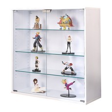 BuyJM LED燈加大四層低甲醛強化玻璃GK公仔櫃展示櫃收納櫃玻璃櫃 寬80cm 可堆疊, 白色-落地式,深30附1個LED燈