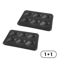이홈베이킹 모양팬 6구 마드렌부채판 블랙, 1세트