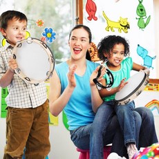 쿠쿠스토어 1세트 탬버린 핸드 성인 10인치 나무 망치 타악기 액세서리