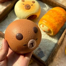 카피바라말랑이 촉감놀이 스트레스볼 5개 동물 장난감 귀여운 주물럭 모찌 스퀴시 찐득이, 카피바라 떡 5개