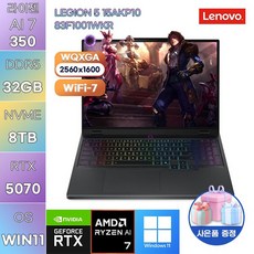 레노버 고사양 게임용 LEGION 5 15AKP10 83F1001WKR (라이젠 AI 7-350) RTX5070 WIN11설치발송 그래픽작업용 노트북, WIN11 Pro, 32GB, 8TB
