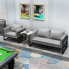 QJUN 臺球沙髮觀球椅子，桌球廳專用休息沙髮，舒適看球臺球室用品，耐用穩固。, 灰色三人組合, 1個