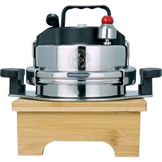 Chamjoeunhyeonsang 5分鐘馬上飯鍋巴石鍋鍋把型+木頭組 4人用, 銀色+黑色, 1組, 1.2L