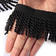 헤동헥시 커튼 프린지 불리언 트림 5야드 x 2.5인치 패브릭 소파 의류용 바느질 DIY 장식 골드, black, 5yard