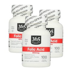 365홀푸드마켓 엽산 800mcg 365 Whole Foods Market Folic Acid, 100정, 3개, 100정