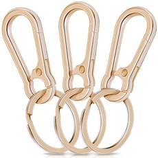Caianwin 금속 키체인 3개 키링 카라비너 클립 홀더 오거나이저 가정용 자동차 여성 및 남성용 액세서리(골드) 158705