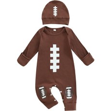 MBCMYXRZY 신생아 남자 여자 축구복 게임 데이 풋볼 원시 긴 소매 롬퍼 점프수트 가을 의상