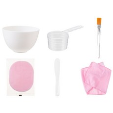VITAHALO 軟膜工具6件組 碗+量杯+抹刀+海綿+刷子+頭巾, 混色, 1組