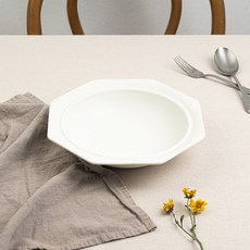 시라쿠스 네이처 프리즈 한식/양식 플레이팅 그릇 팔각볼, 화이트(무광), 1개