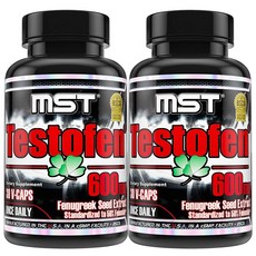 MST Testofen 보충제 트윈 팩 (각 30개입 2병) 호로파 씨앗 추출물 무료 테스토스테론 부스터 600mg 60개 임상 강도 BSCG 인증