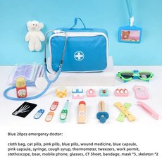 장난감 교육 놀이 목재 시뮬레이션 치과 체크 브러시 치아 의학 세트 역할, style G