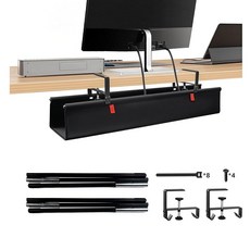 Jiangce 71.1cm(28인치) 책상 아래 드릴 없는 케이블 관리 트레이 - 케이블 루프가 있는 업그레이드된 옥스포드 원단 스탠딩 데스크 및 홈 오피스용 테이블 손상 없, Regular (28 Inch)