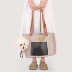 빈치 땀 한 땀 편안함을 담은 강아지 이동가방 여름 냉감 쿨원단 통품 기내용, 1개, 카키