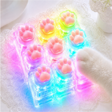 키캡월드 LED 고양이 발바닥 키캡 키링 딸깍이 피젯토이 클리커 키보드, 1개, 투명 9구