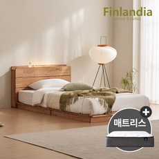 핀란디아 엘렌 원목 저상형 슈퍼싱글침대SS+독립매트리스(드림온24), 단일