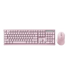 아이리버 항균처리 오피스 기어 생활방수 키스킨 저소음 무선키보드 + 무소음 마우스 세트, WS101, PINK, 일반형