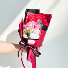 니토르 조화 장미 꽃다발 시들지 않는 비누꽃 18송이, 1박스, 레드그라데이션